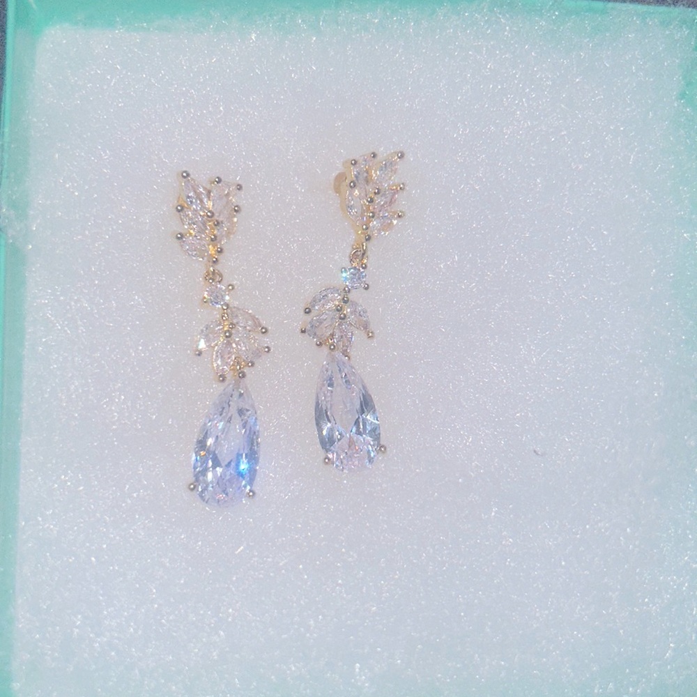 Statement Cubic Zirconia Gold Plated Sterling Silver Earrings